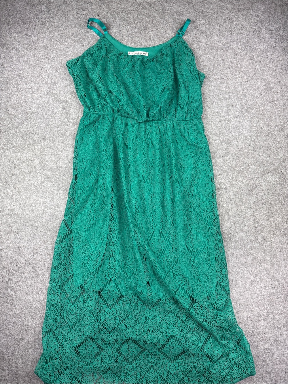 Maurices Emerald Green Lace Maxi Dress with Adjustable Straps